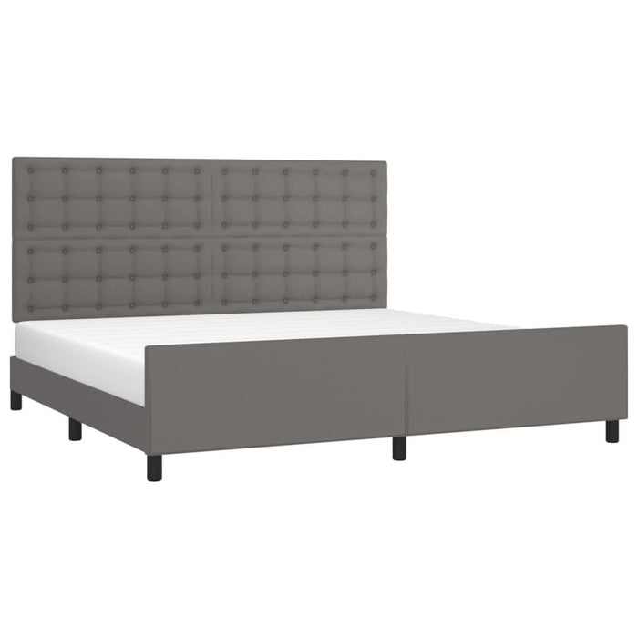 Cadru de pat cu tăblie, gri, 200x200 cm, piele ecologică - WALTI WALTI