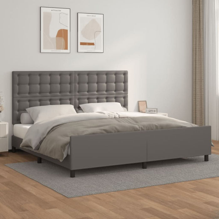 Cadru de pat cu tăblie, gri, 200x200 cm, piele ecologică - WALTI WALTI
