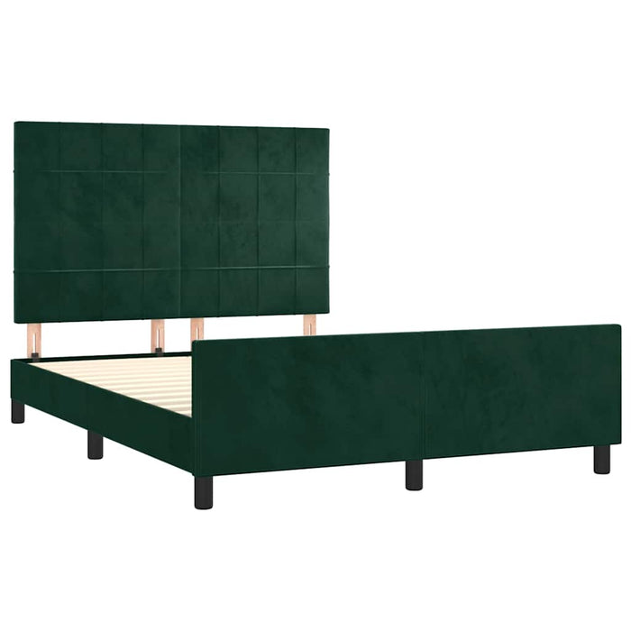 Cadru de pat fără saltea, verde închis, 140x190 cm, catifea - WALTI WALTI