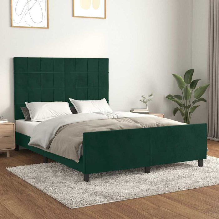 Cadru de pat fără saltea, verde închis, 140x190 cm, catifea - WALTI WALTI