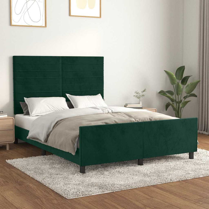 Cadru de pat fără saltea, verde închis, 140x190 cm, catifea - WALTI WALTI