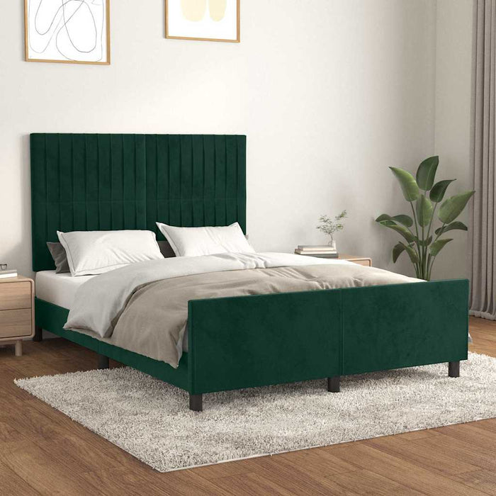 Cadru de pat fără saltea, verde închis, 140x190 cm, catifea - WALTI WALTI