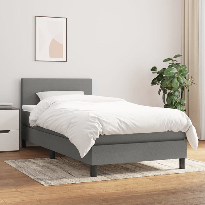 Pat box spring cu saltea, gri închis, 80x200 cm, textil - WALTI WALTI