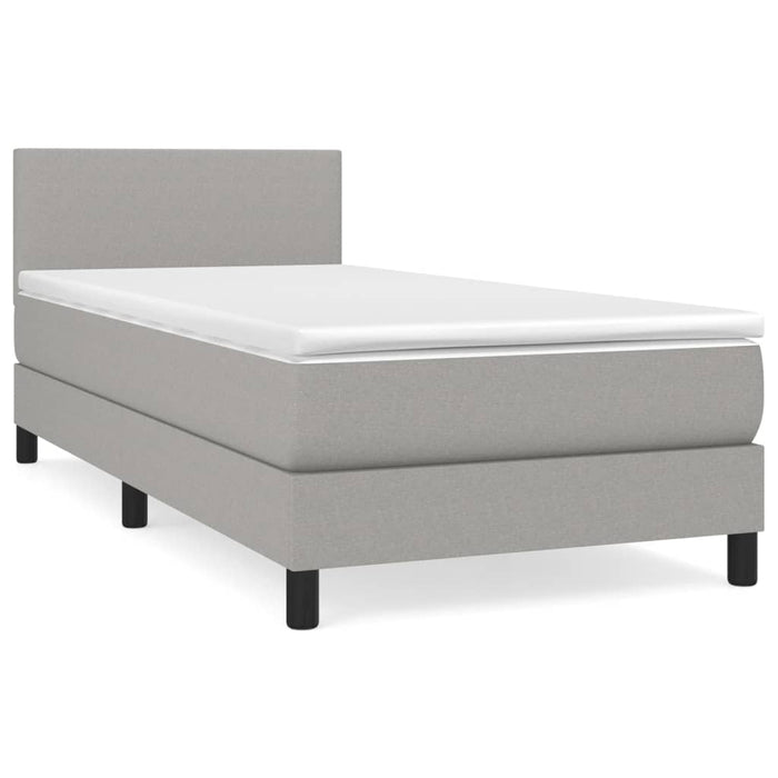 Pat box spring cu saltea, gri deschis, 90x190 cm, textil - WALTI WALTI