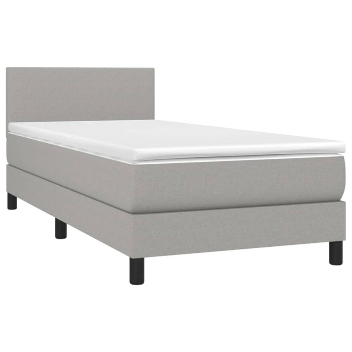 Pat box spring cu saltea, gri deschis, 90x190 cm, textil - WALTI WALTI