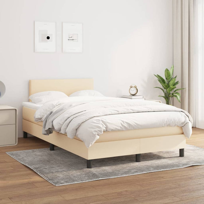 Pat box spring cu saltea, crem, 120x200 cm, textil - WALTI WALTI