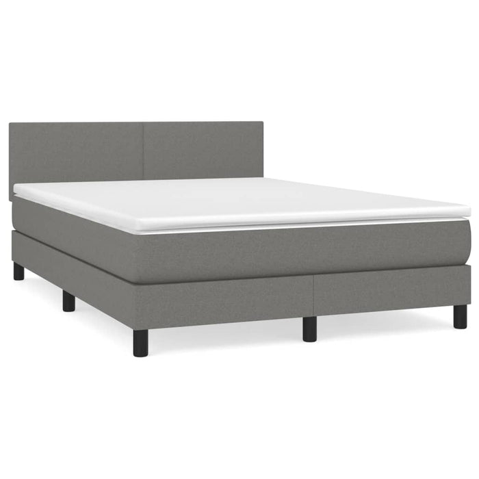 Pat box spring cu saltea, gri închis, 140x200 cm, textil - WALTI WALTI