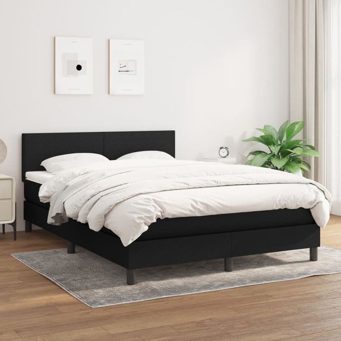 Pat box spring cu saltea, negru, 140x200 cm, textil - WALTI WALTI