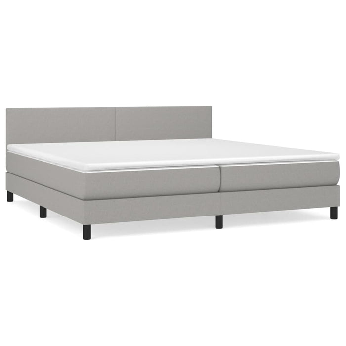 Pat box spring cu saltea, gri deschis, 200x200 cm, textil - WALTI WALTI