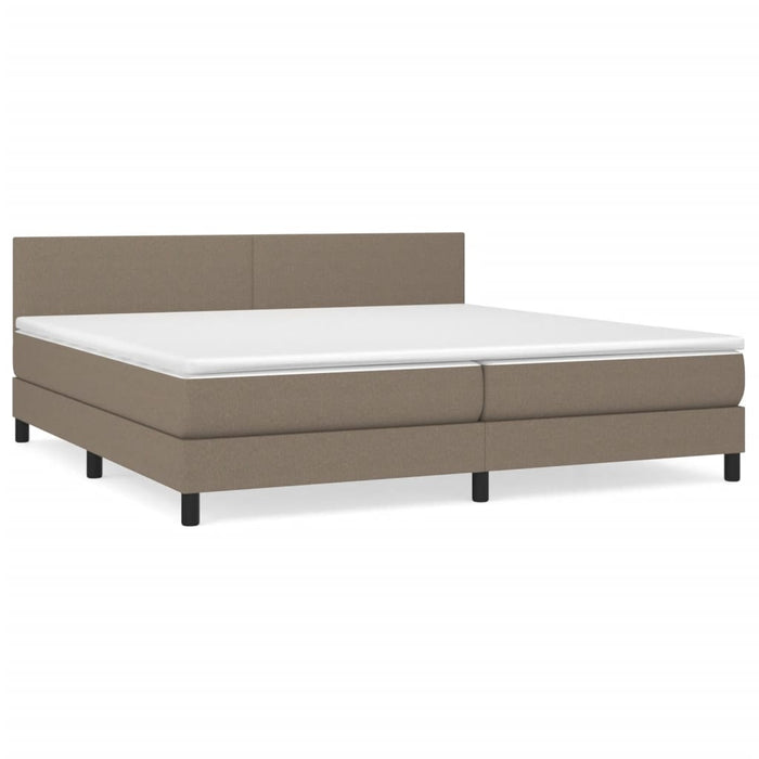 Pat box spring cu saltea, gri taupe, 200x200 cm, textil WALTI