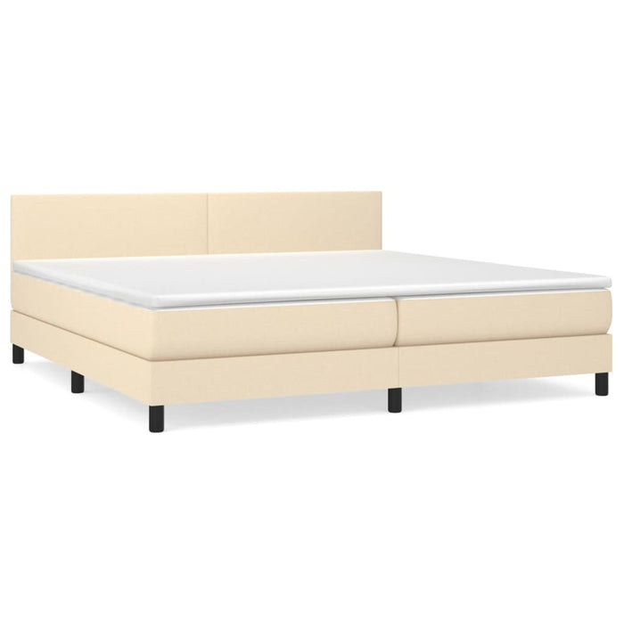 Pat box spring cu saltea, crem, 200x200 cm, textil - WALTI WALTI