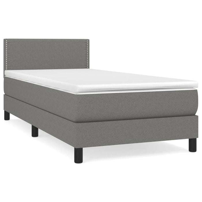 Pat box spring cu saltea, gri închis, 80x200 cm, textil - WALTI WALTI