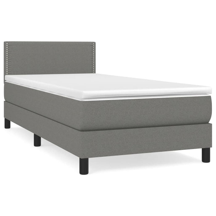 Pat box spring cu saltea, gri închis, 90x200 cm, textil - WALTI WALTI