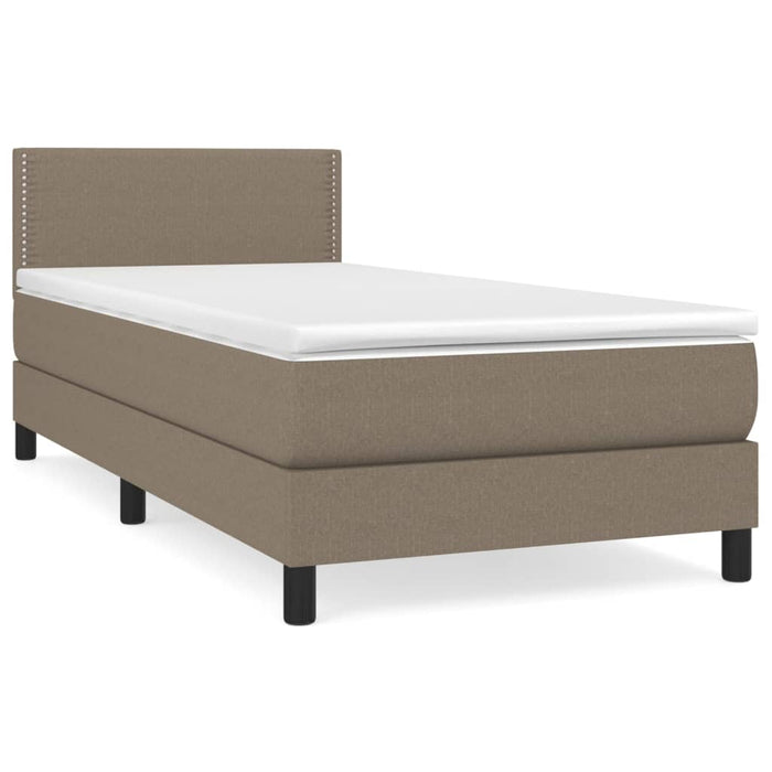 Pat box spring cu saltea, gri taupe, 90x200 cm, textil - WALTI WALTI