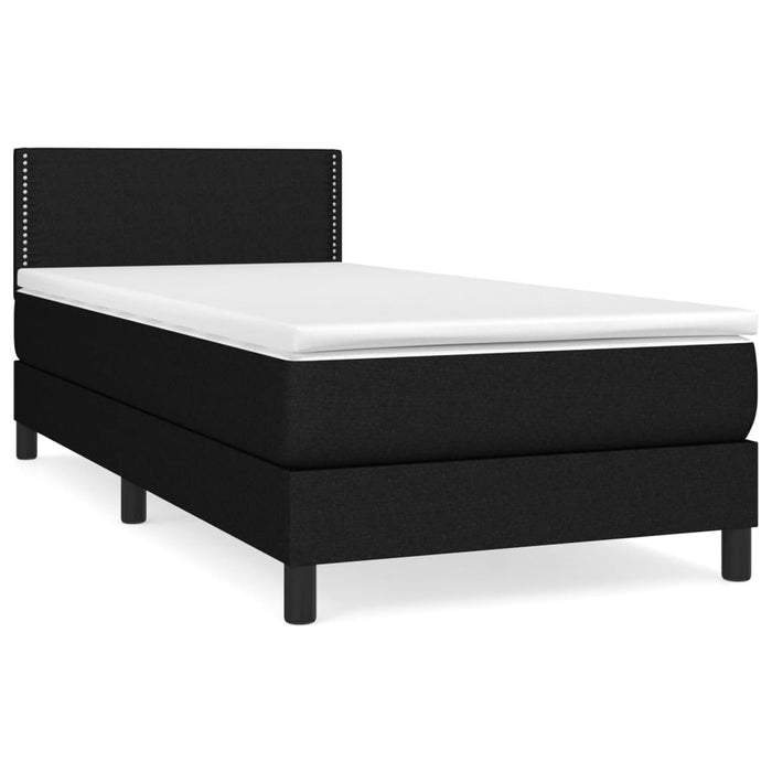 Pat box spring cu saltea, negru, 100x200 cm, textil - WALTI WALTI