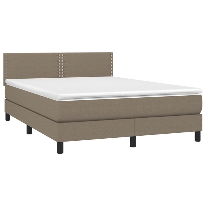 Pat box spring cu saltea, gri taupe, 140x200 cm, textil WALTI