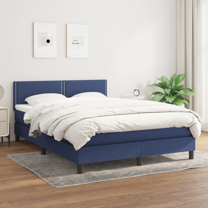 Pat continental cu saltea, albastru, 140x200cm, material textil - WALTI WALTI
