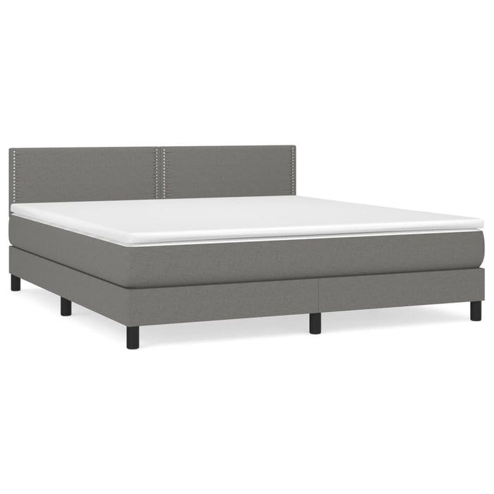 Pat box spring cu saltea, gri închis, 180x200 cm, textil - WALTI WALTI