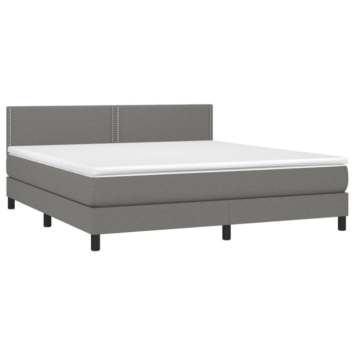 Pat box spring cu saltea, gri închis, 180x200 cm, textil - WALTI WALTI