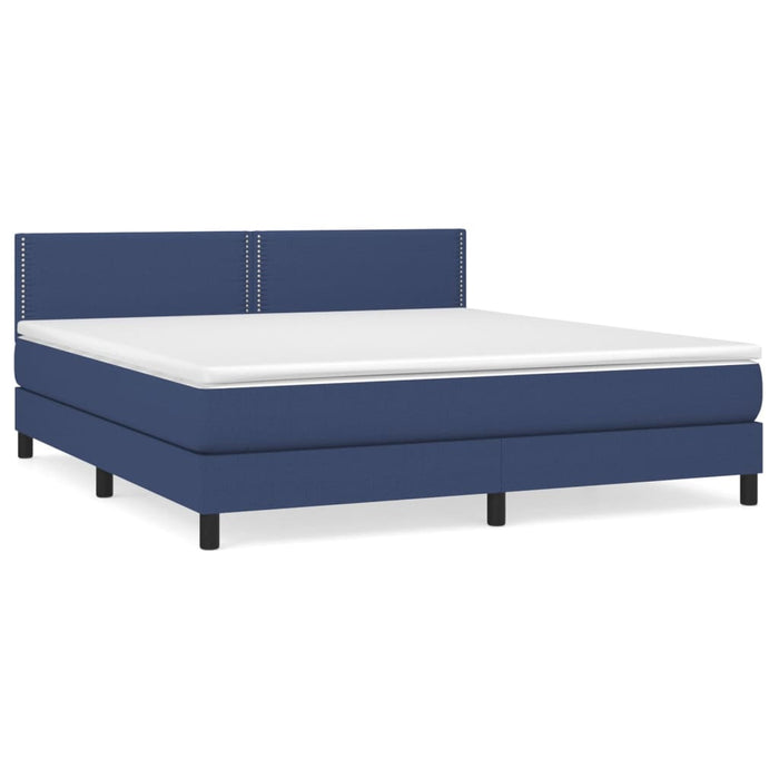 Pat box spring cu saltea, albastru, 180x200 cm, material textil - WALTI WALTI