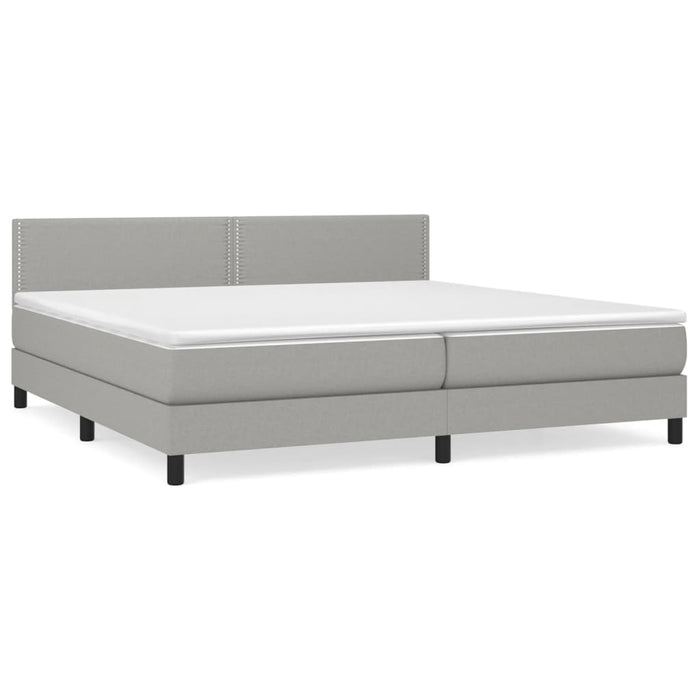 Pat box spring cu saltea, gri deschis, 200x200 cm, textil - WALTI WALTI