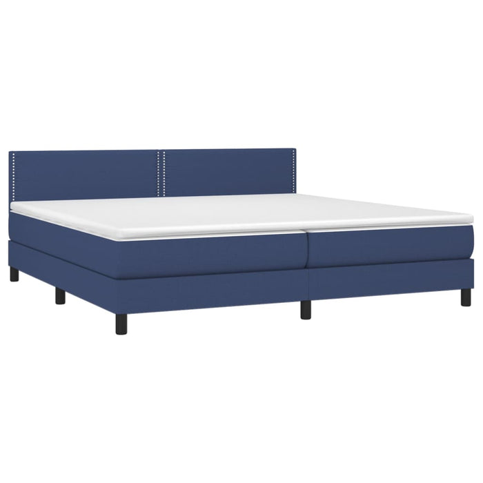 Pat box spring cu saltea, albastru, 200x200 cm, textil - WALTI WALTI