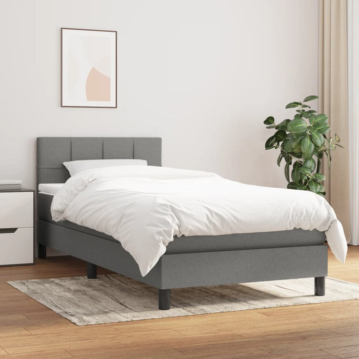 Pat box spring cu saltea, gri închis, 80x200 cm, textil WALTI