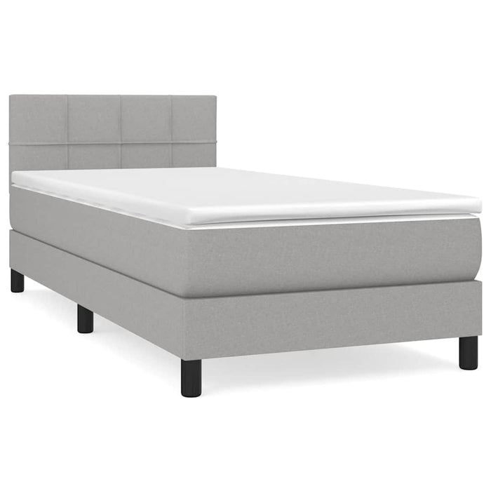Pat box spring cu saltea, gri deschis, 90x190 cm, textil - WALTI WALTI