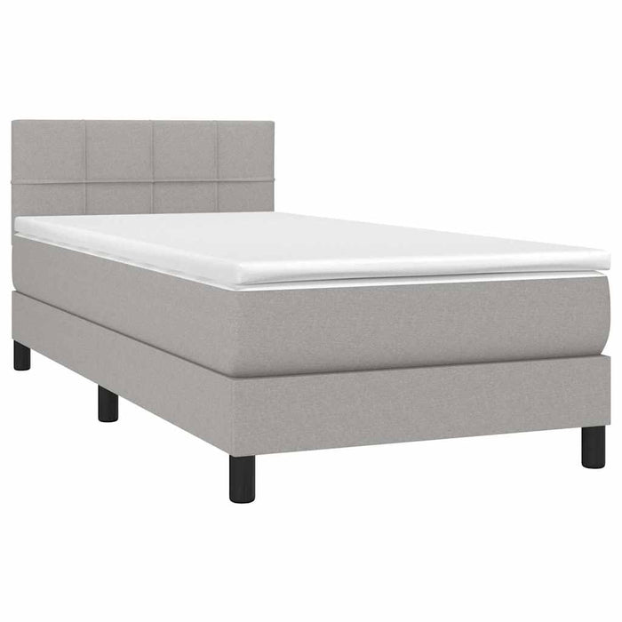 Pat box spring cu saltea, gri deschis, 90x190 cm, textil - WALTI WALTI