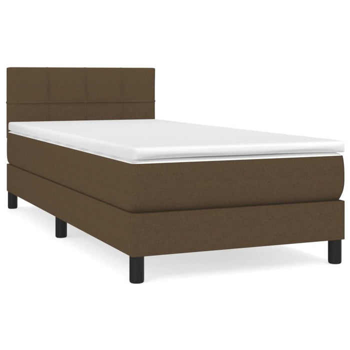 Pat box spring cu saltea, maro închis, 90x190 cm, textil - WALTI WALTI