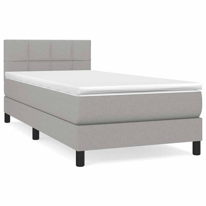 Pat box spring cu saltea, gri deschis, 90x200 cm, textil - WALTI WALTI