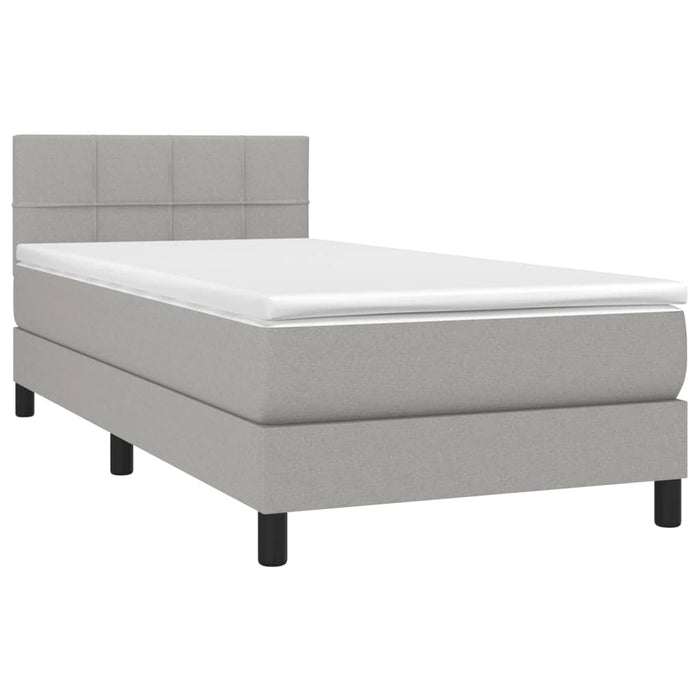 Pat box spring cu saltea, gri deschis, 90x200 cm, textil - WALTI WALTI