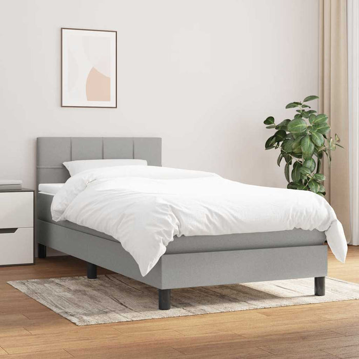 Pat box spring cu saltea, gri deschis, 90x200 cm, textil - WALTI WALTI