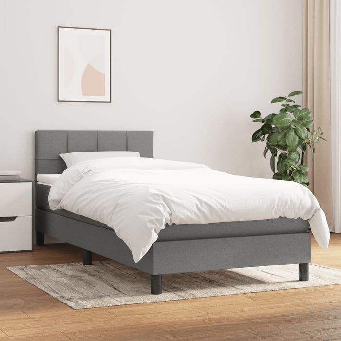 Pat box spring cu saltea, gri închis, 100x200 cm, textil - WALTI WALTI