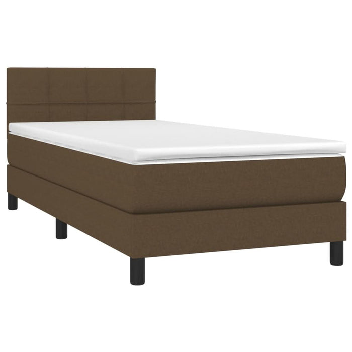 Pat box spring cu saltea, maro închis, 100x200 cm, textil - WALTI WALTI