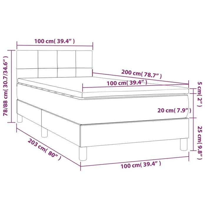 Pat box spring cu saltea, maro închis, 100x200 cm, textil - WALTI WALTI