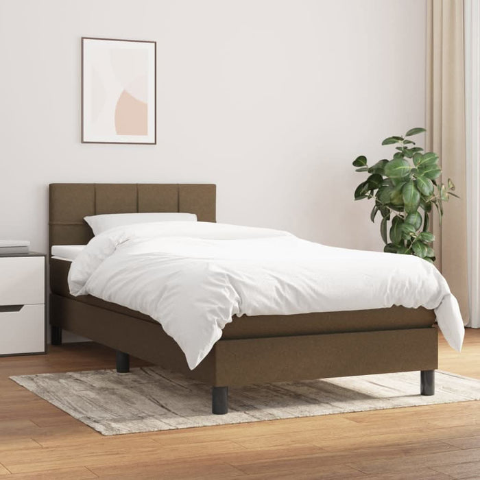 Pat box spring cu saltea, maro închis, 100x200 cm, textil - WALTI WALTI