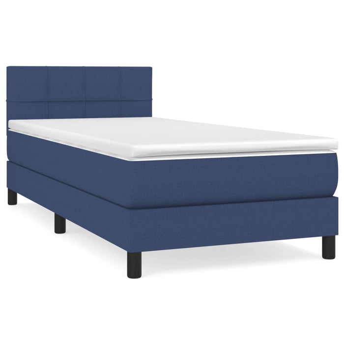 Pat box spring cu saltea, albastru, 100x200 cm, textil - WALTI WALTI
