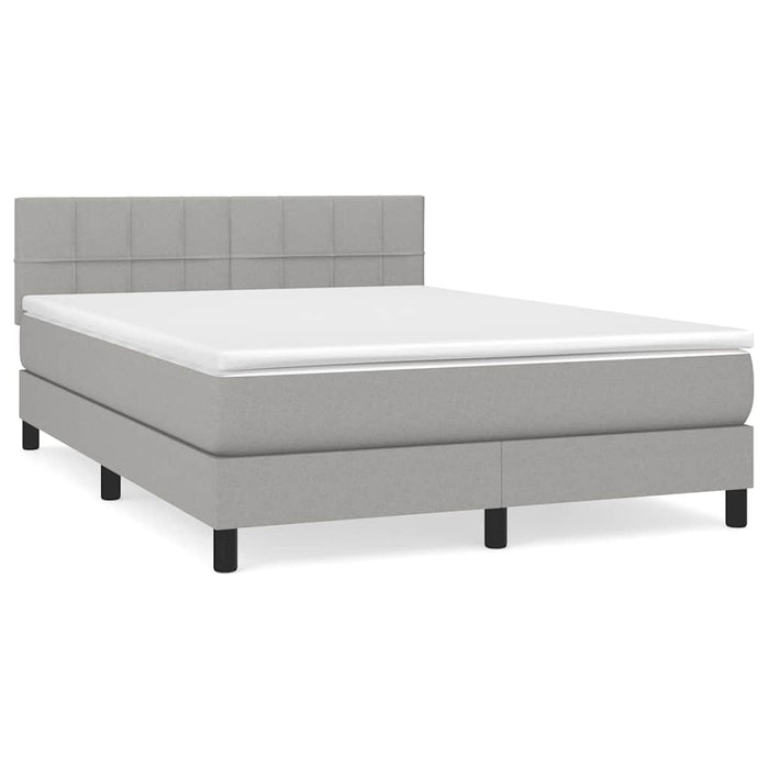 Pat box spring cu saltea, gri deschis, 140x190 cm, textil - WALTI WALTI