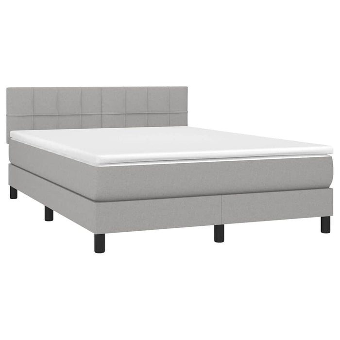 Pat box spring cu saltea, gri deschis, 140x190 cm, textil - WALTI WALTI