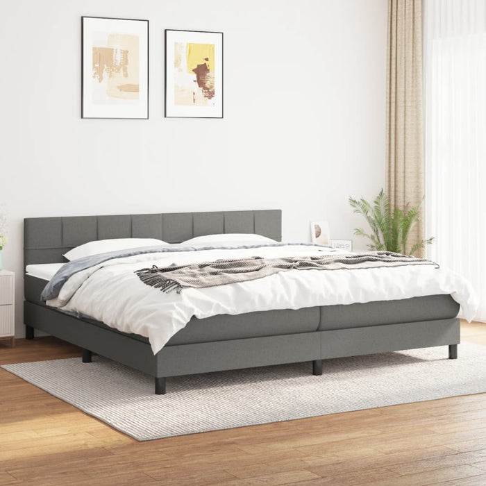 Pat continental cu saltea, gri închis, 160x200 cm, țesătură WALTI