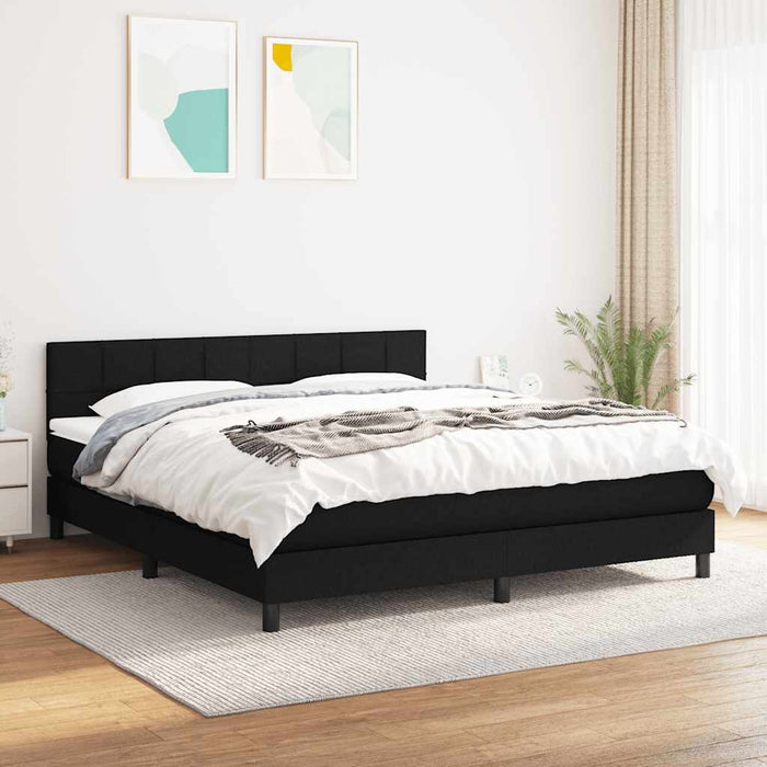 Pat box spring cu saltea, negru, 160x200 cm, textil - WALTI WALTI
