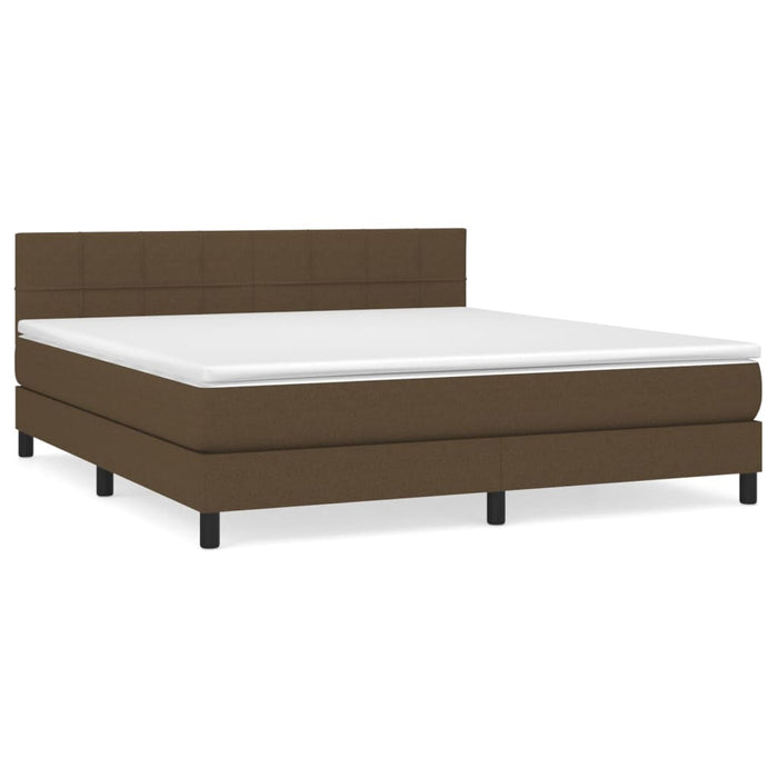 Pat box spring cu saltea, maro închis, 160x200 cm, textil WALTI