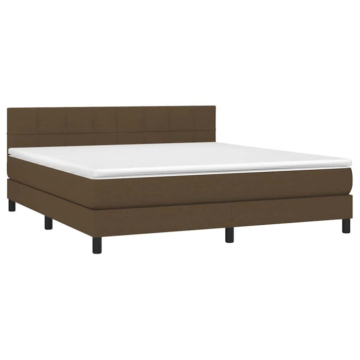 Pat box spring cu saltea, maro închis, 160x200 cm, textil WALTI