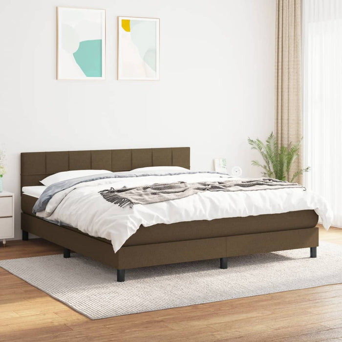 Pat box spring cu saltea, maro închis, 160x200 cm, textil WALTI