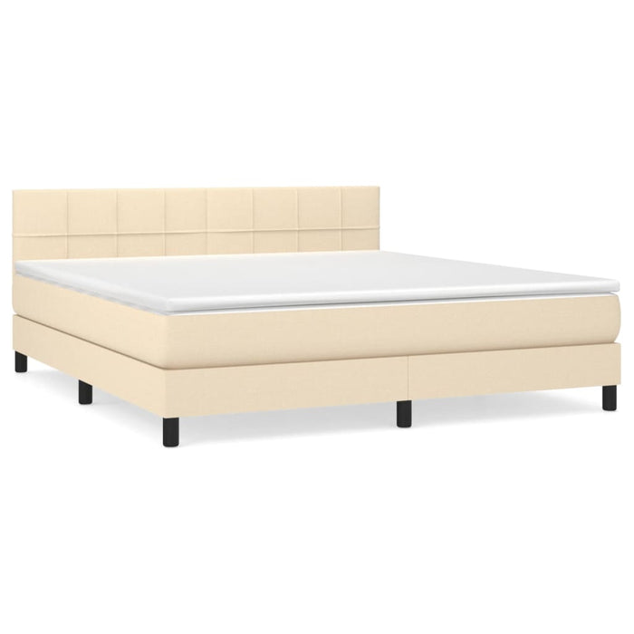 Pat box spring cu saltea, crem, 160x200 cm, material textil - WALTI WALTI