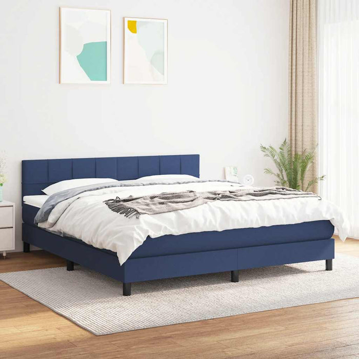 Pat continental cu saltea, albastru, 160x200cm, material textil - WALTI WALTI