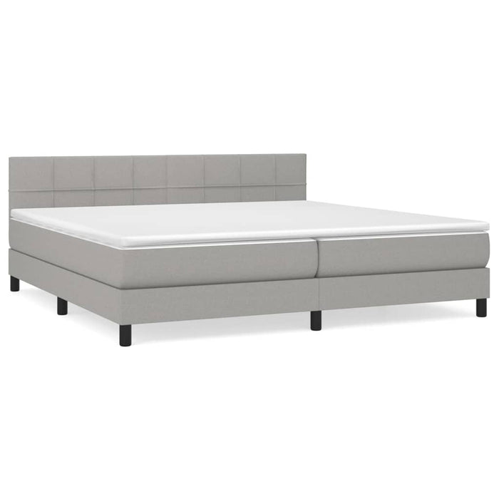 Pat box spring cu saltea, gri deschis, 200x200 cm, textil - WALTI WALTI