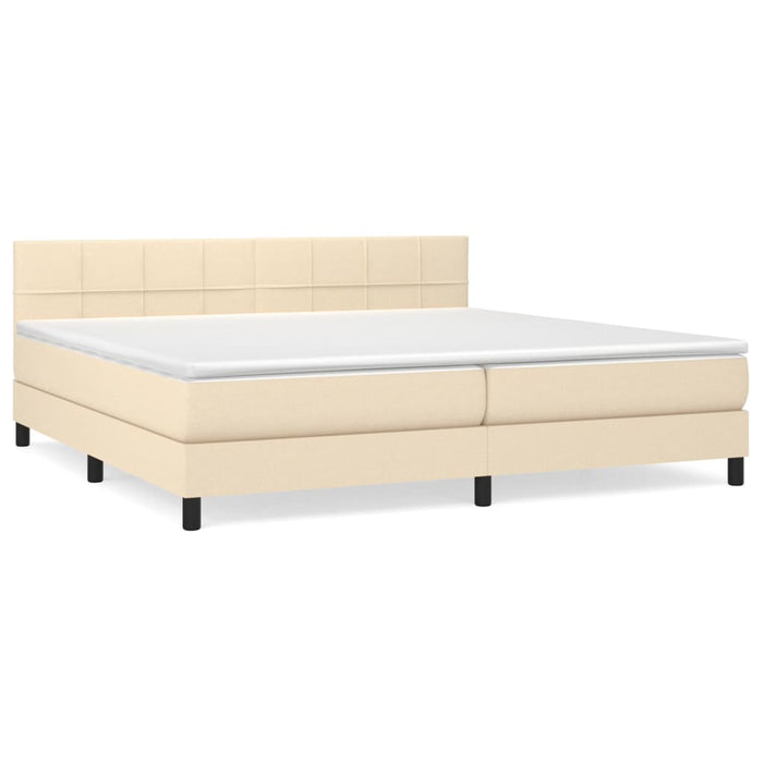 Pat box spring cu saltea, crem, 200x200 cm, textil - WALTI WALTI