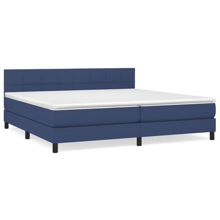 Pat box spring cu saltea, albastru, 200x200 cm, textil - WALTI WALTI